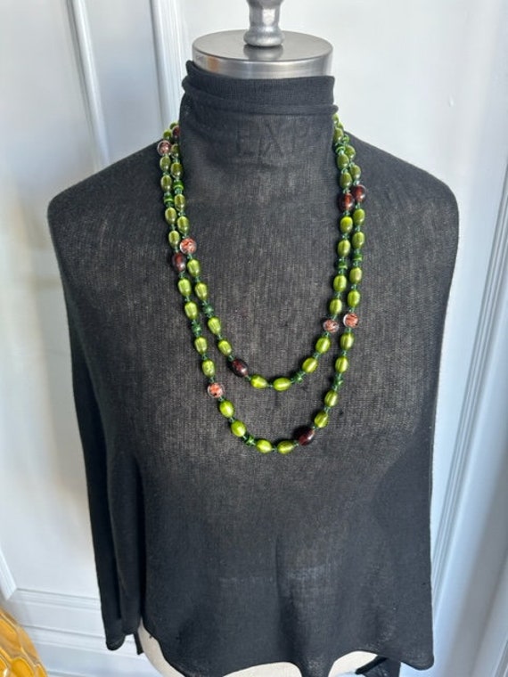 Green Moon Glow Bead Necklace, Long Moon Glow & M… - image 7