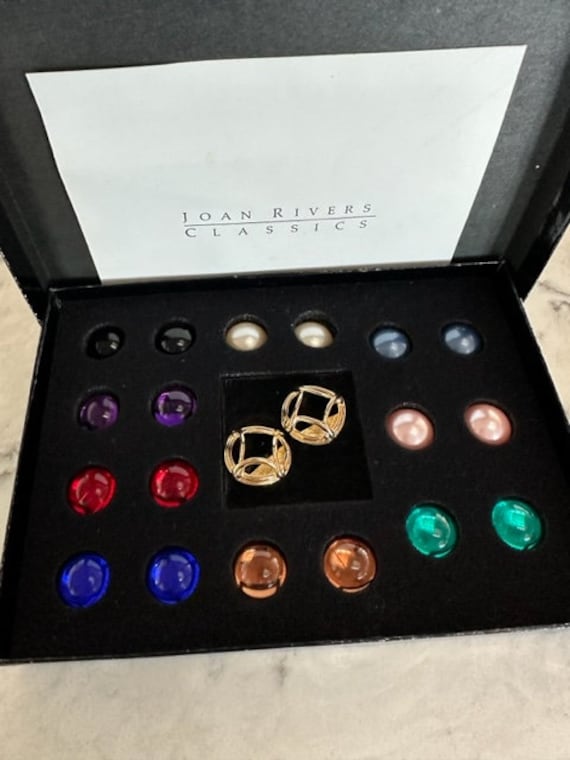 90s Joan Rivers Interchangeable Cabochon Earrings,