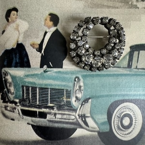 Vintage Coiled Rhinestone Pin, 50s Rhinestone Jewelry. Vintage Rhinestone Pin,