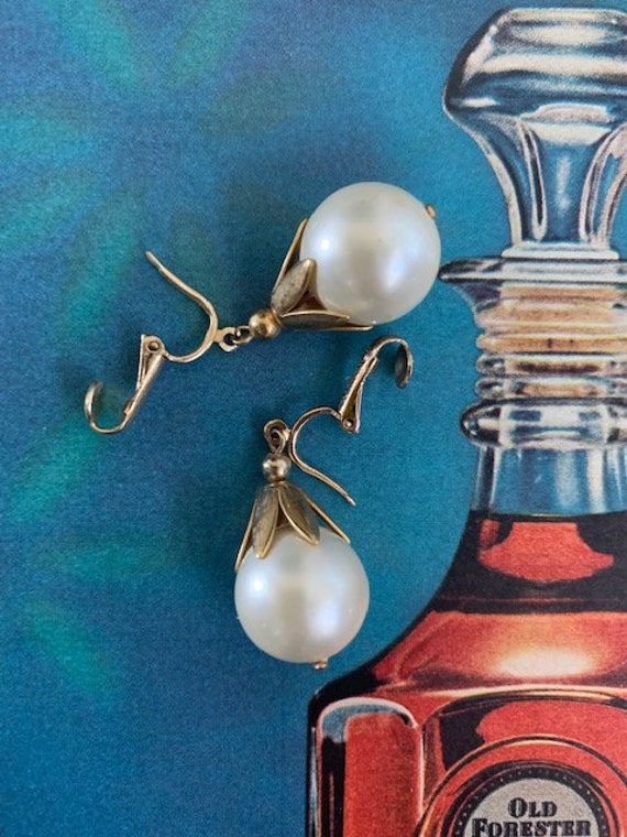 Pearl Dangle Drop Earrings, Pearl Ball Dangle Dro… - image 5