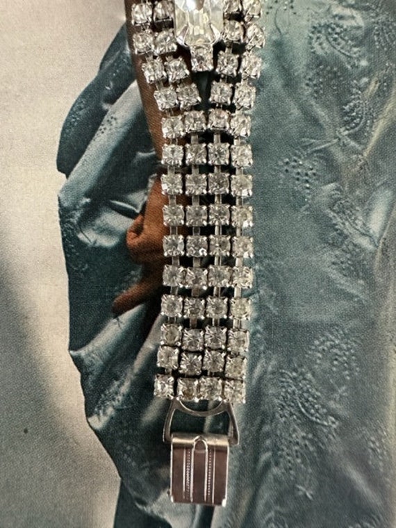 50s Rhinestone Bracelet, Vintage Clear Rhinestone… - image 5