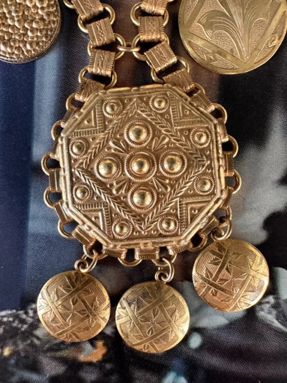 1940s Miriam Haskell Signed Vintage Gold Etruscan… - image 5