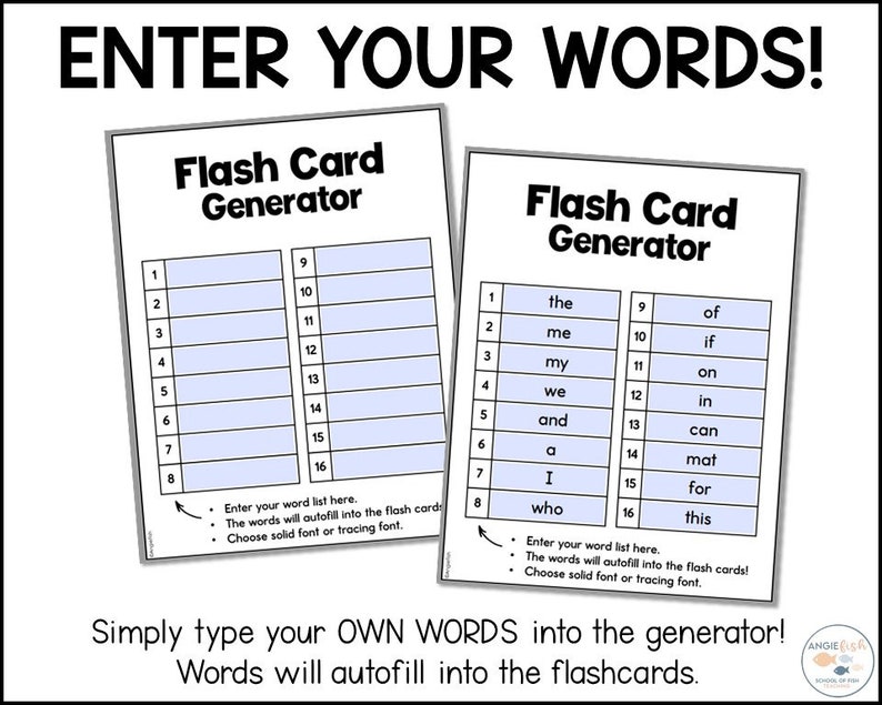 Flashcard Template, Flashcard Printable, Flashcards for Kids