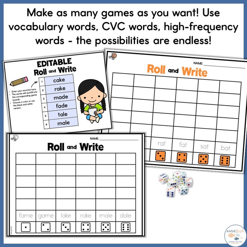 Roll and Write Make Your Own Game Editable Roll and Write Roll and