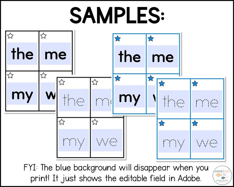 Flashcard Template, Flashcard Printable, Flashcards for Kids