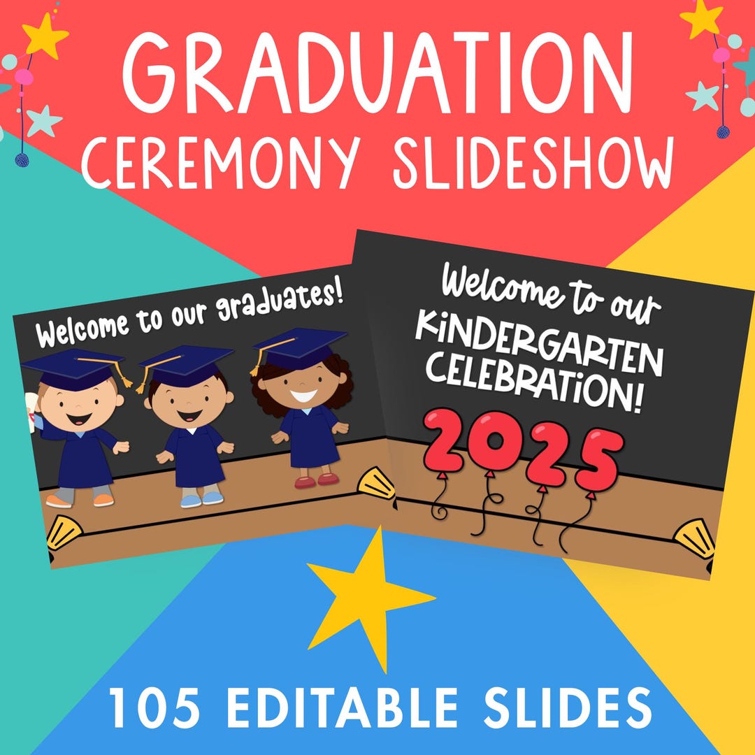 Graduation Slideshow, Preschool \u0026 Kindergarten, 109 Slides (google Slides)  - Etsy Israel, image size:1080x1080