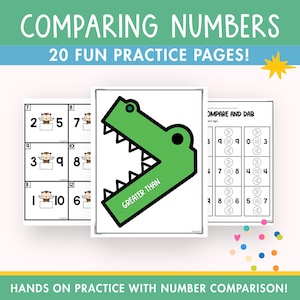 Kindergarten Worksheets | Comparing Numbers | Kindergarten Math | Compare Numbers | Greater Than Less Than Equal To | Math Printables
