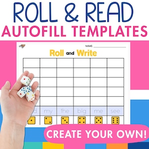 Plantilla editable para juego de tirar dados y leer / Plantilla de autocompletar (PDF)