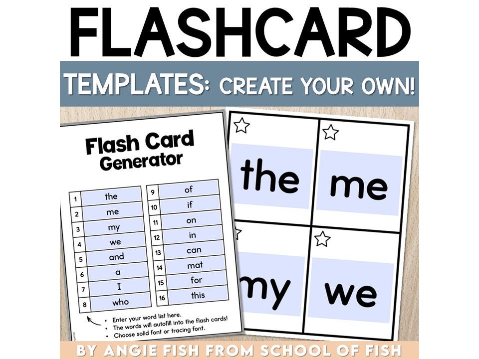 Flashcard Template, Flashcard Printable, Flashcards for Kids