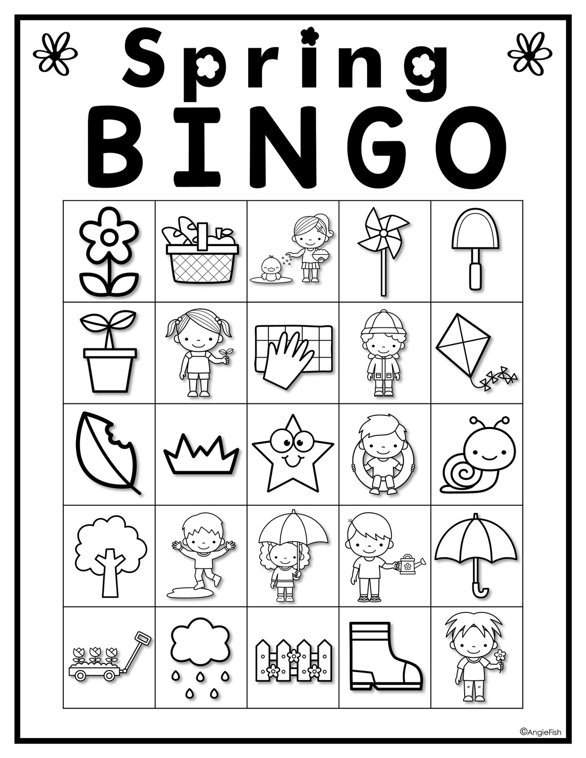 Spring Bingo Printable Bingo Cards Bingo Game Download Bingo Cards for
