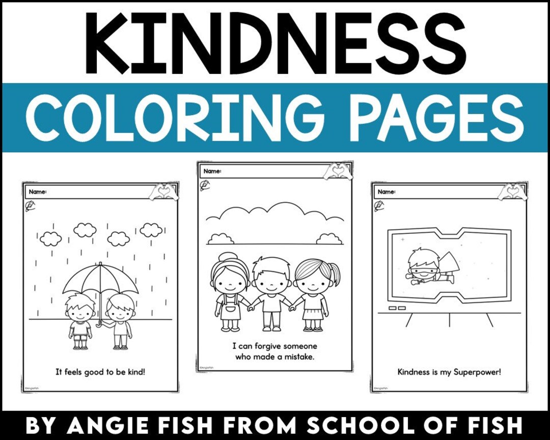 Kindness Coloring Pages Kindness Activities Kindness Etsy