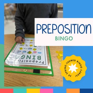 Preposizioni Bingo / Schede Bingo Stampabili / Scarica il Gioco del Bingo / Schede Bingo per 30 / Preposizioni / Parole Posizionali / Posizioni BINGO