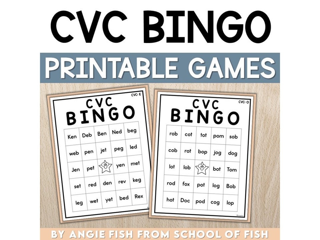 CVC Words Bingo CVC Bingo Printable Bingo Cards Bingo Game Download CVC Words Bingo CVC Bingo Printable Bingo Cards Bingo Game Download