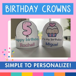 Paper Birthday Crowns | Birthday Hat | Personalized Birthday Crown | It&#39;s My Birthday | Birthday Crown | Editable Crowns | Birthday Hat