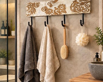 Live Edge Wooden Wall Hooks | Rustic Bathroom Towel & Coat Holder (Set of 2)