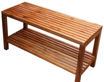 Handmade Teak Wood Shower Bench Solid Teak Bath & Spa Stool | 36"x14"x18" | Design 3