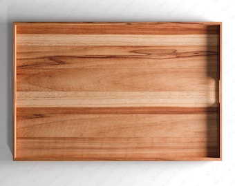 Handcrafted Teak Wood Ottoman Tray, Farmhouse Serving Tray, Natural Grain Finish
