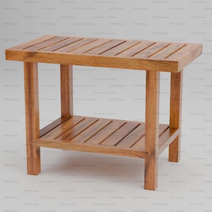 Handmade Teak Wood Shower Bench: Durable Spa Bath Stool (24&quot;x14&quot;x18&quot;)