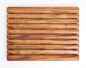 Handmade Teak Wood Bath Mat | Non-Slip Spa Shower Mat