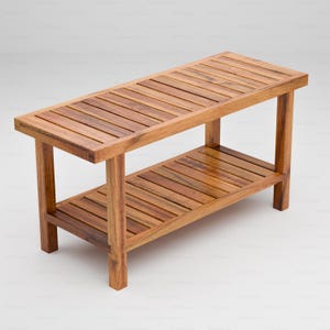 Handmade Teak Wood Shower Bench: Solid Teak Bath & Spa Stool (36&quot;x14&quot;x18&quot;)