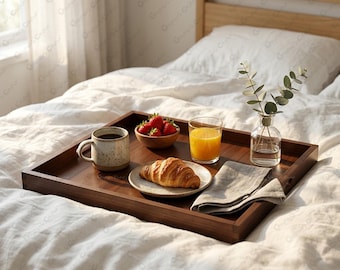 Large Handmade Teak Wood Ottoman Tray, Oversized Serving Tray, Farmhouse Decor (Personalized)