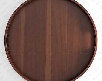 Handmade Teak Wood Ottoman Tray, Oversized Round Serving Tray, Farmhouse Decor