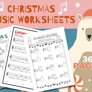 CHRISTMAS MUSIC WORKSHEETS - Printable - Instant Download - Music theory - Kids - Music learning - Elementary music - Music lessons -