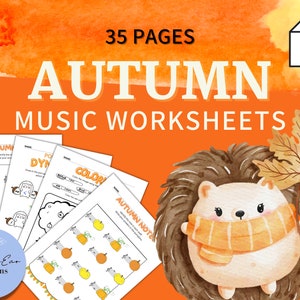 AUTUMN MUSIC WORKSHEETS- Fall - Music lessons - music activities - printable - no preparation - music teacher - kids music activities- piano