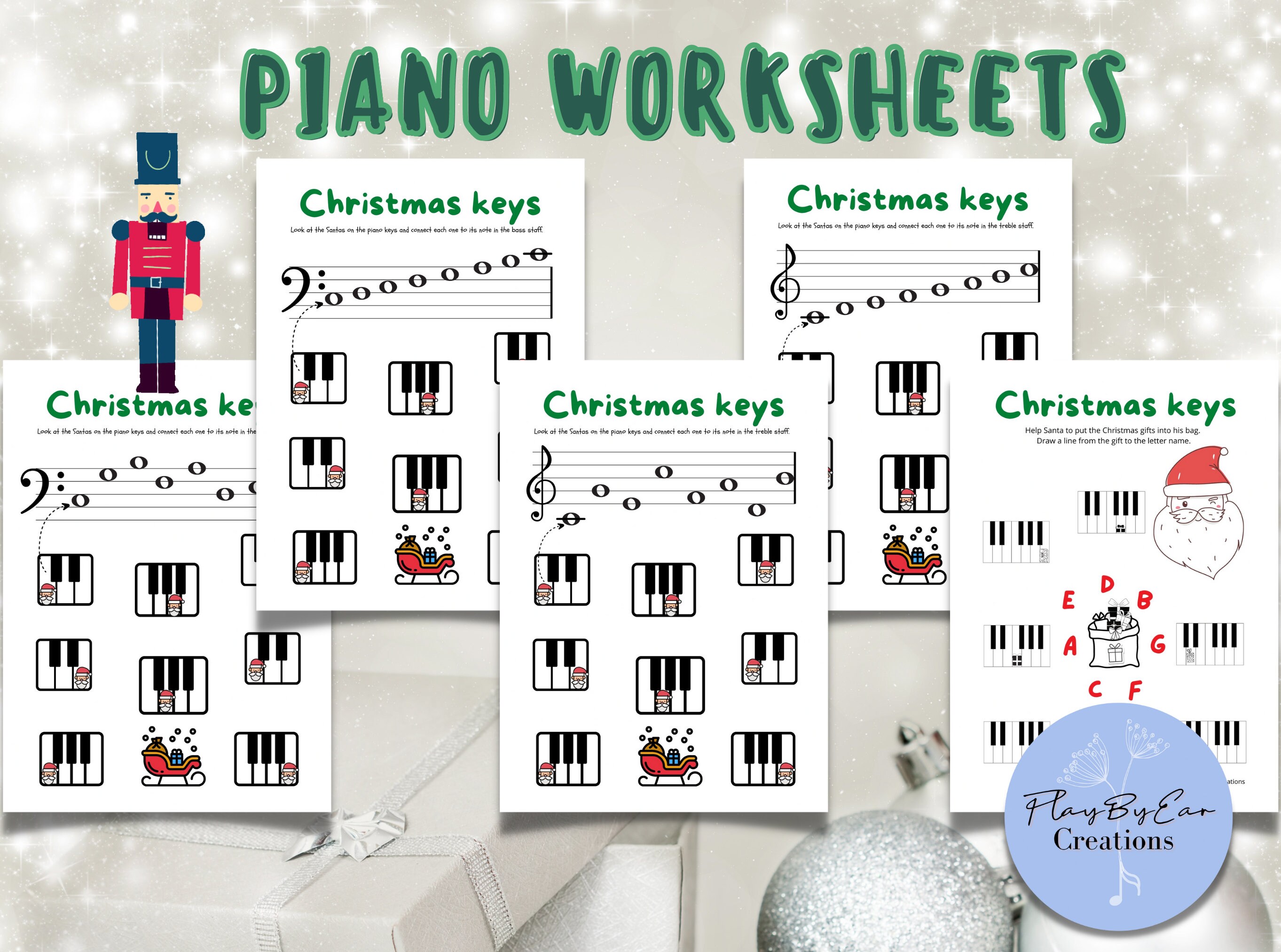CHRISTMAS MUSIC WORKSHEETS - Printable - Instant Download - Music ...