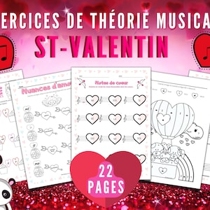 Music Theory Exercises for Valentine's Day - Printable - Music Teacher - Music Lessons - Piano Lessons -Music Sheets