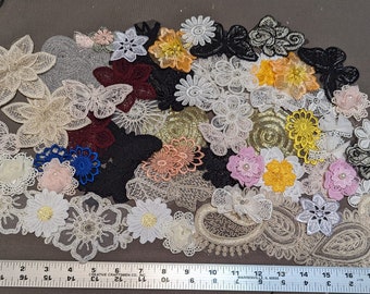 HUGE Blowout SALE! Grab Bag of 40pc lace embellishments for Junk Journal, Cards, Collage, Mixed Media, Slow Stitch, Crazy Quilt, Textile Art