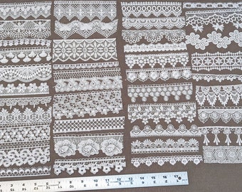 NEW 40pc white(set 3&4) lace from Istanbul, Turkiye; perfect for Junk Journals, Card Making, Collage, Mixed Media, slow stitch, crazy quilts