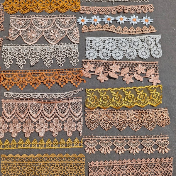 20pc Orange lace (set 2) from Istanbul, Turkiye; perfect craft assortment for Junk Journals, Card Making, Collage, mixed media and more!