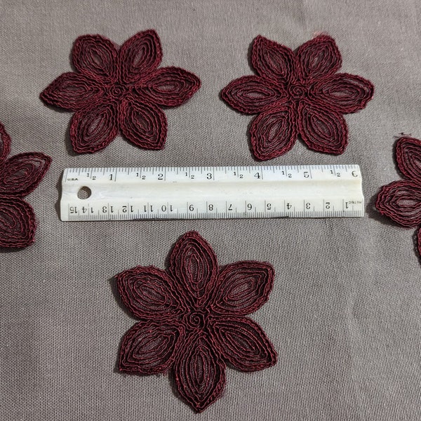 5 large maroon colored flowers from Istanbul, Turkey; perfect assortment for Junk Journals, Card Making, Collage, Mixed Media, and more!