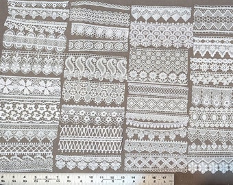 New 40pc White lace(set5-6) from Istanbul, Turkiye; perfect for Junk Journals, Card making, Collage, Mixed Media, Slow Stitch, Crazy Quilts