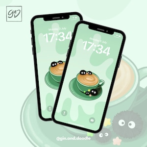 Soot Sprite Latte | Phone Wallpaper Digital Download | Aesthetic Wallpaper | Minimalist Cute Phone Background