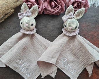 Schnuffeltuch, Schmusetuch, Schnuffelhase, Newborn, Geburtsgeschenk, babytuch, Hase, kuscheltuch, schmusetuch name, personalisiert