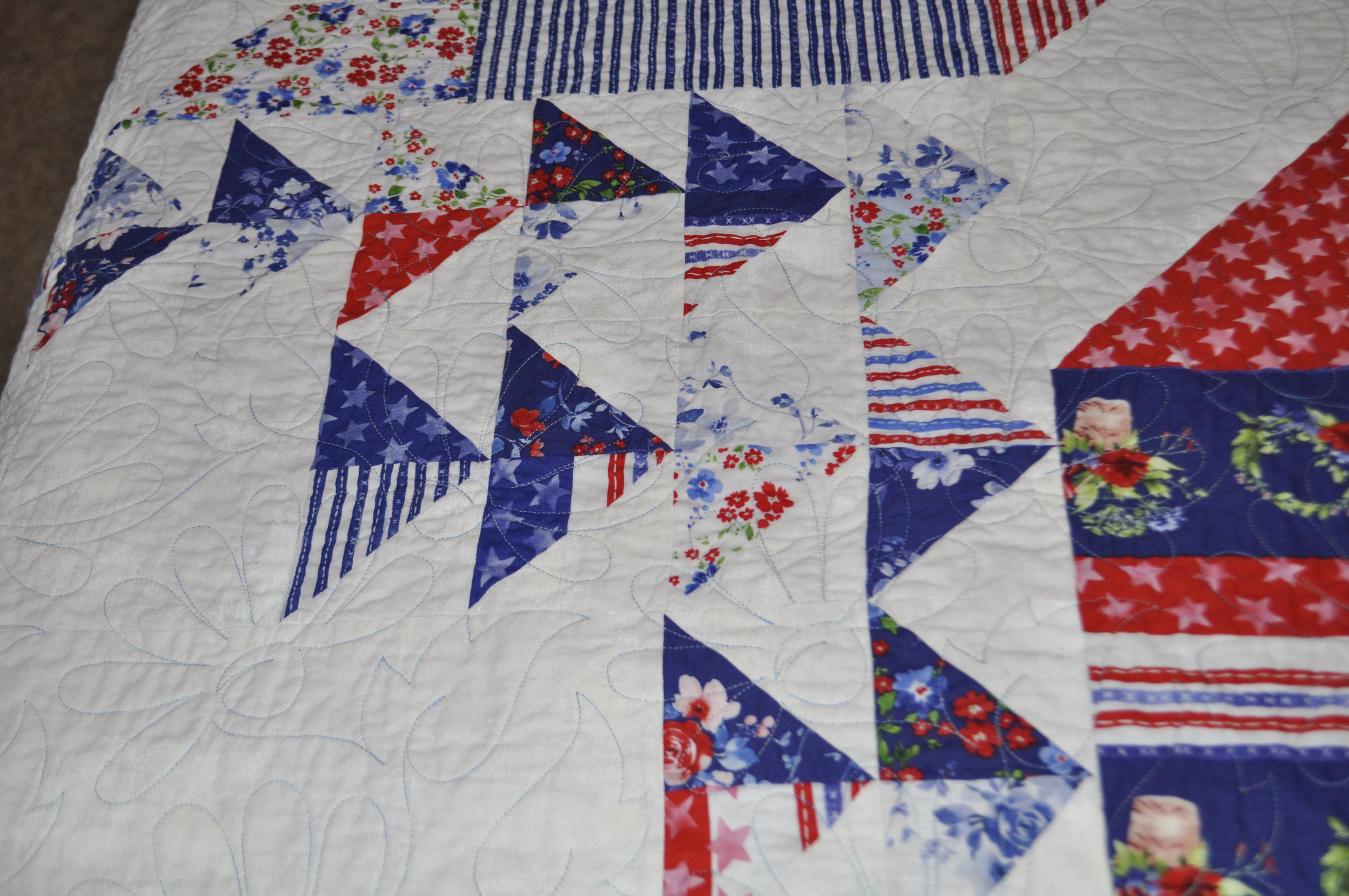 A Handmade Red White and Blue Quilt. Etsy