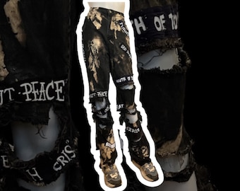 Custom Distressed Patchwork Aesthetic Jeans