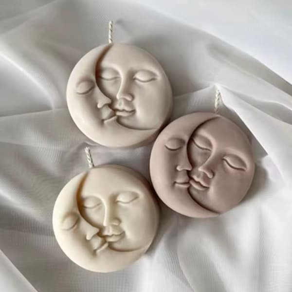 Celestial Sun Moon Face Silicone Mold | Witchy Candle, Soap, Resin Craft Supplies