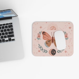 Celestial Butterfly Design Pink Cute Soft Mouse Pad (Rectangle) - Desk Accessories - Mouse Pad Office, Study, Game, Work - Stylish Mouse Mat