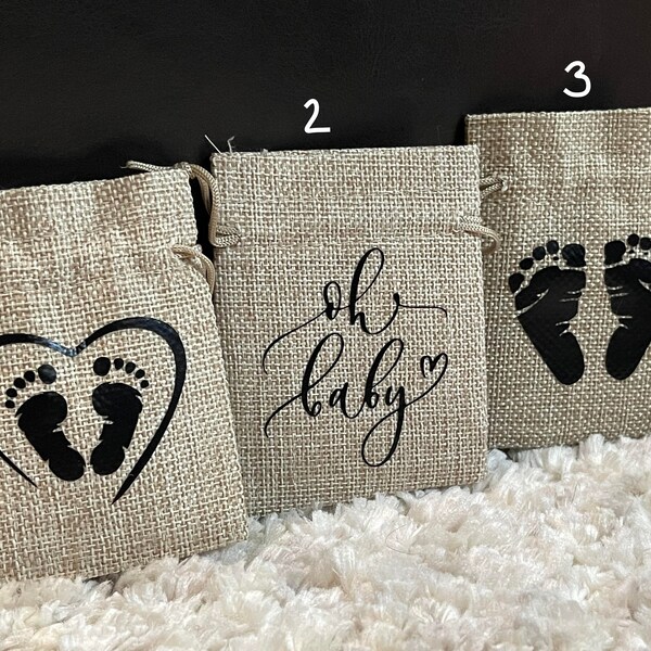 burlap baby shower favor bags, baby shower favors, baby shower, favor bags, burlap party favors, burlap bags