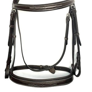 Padded Leather Hunter Bridle with Rubber Reins: Anatomical Cutaway Design