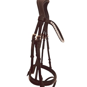 Italian Leather Dressage Bridle: Crystal Browband, Padded Headpiece