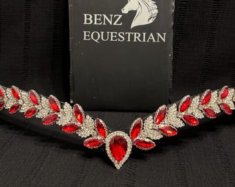 Frontain (bracelet) Cuir Pour Cheval - 5 Rangées Avec Cristaux - Accessoire Bride Neuf