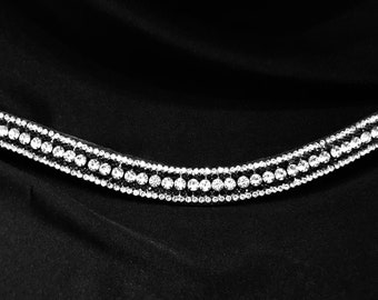 Crystal Black Leather Browband: Blingy U-Shape Horse Bridle