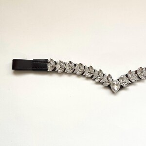 Teal, Navy Blue & Silver Clear Crystal 5 Row Browbands Curve U Shape in