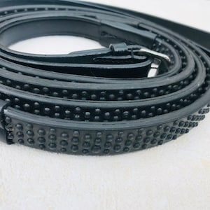 Bio Grip Solid Rubber Leather Eventer Reins Flexible Soft Narrow Pebble Black Brown leather Horse Bridle Reins for Showjumping and Dressage