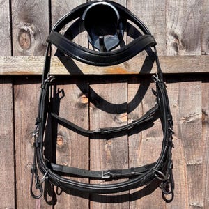 Padded Leather Bitless Horse Bridle with Reins - Black, Cob/Full Size