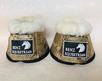 Gold Snakeskin Bell Boots Overreach Boots Cream Fluff Fleece Top Xs-Xlarge